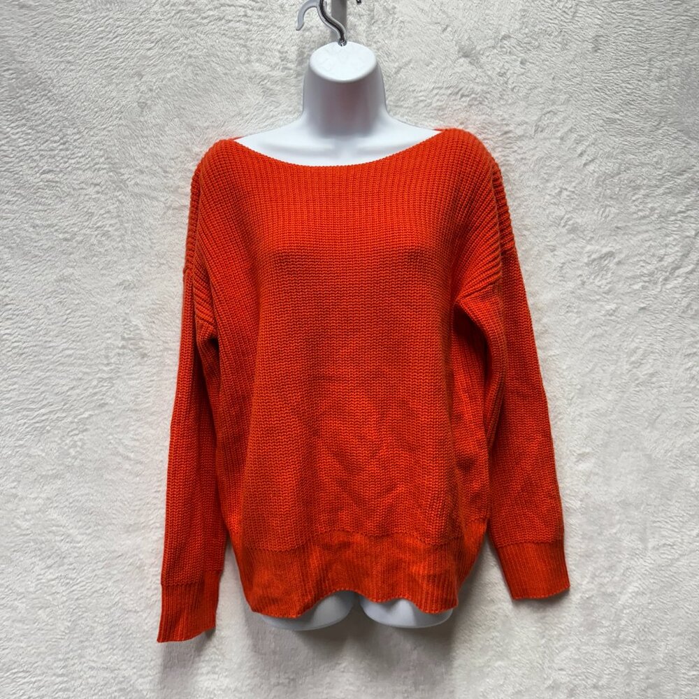 Kenneth Cole New York Chunky Knit Sweater Womens XL Coral Orange Drop Shoulder